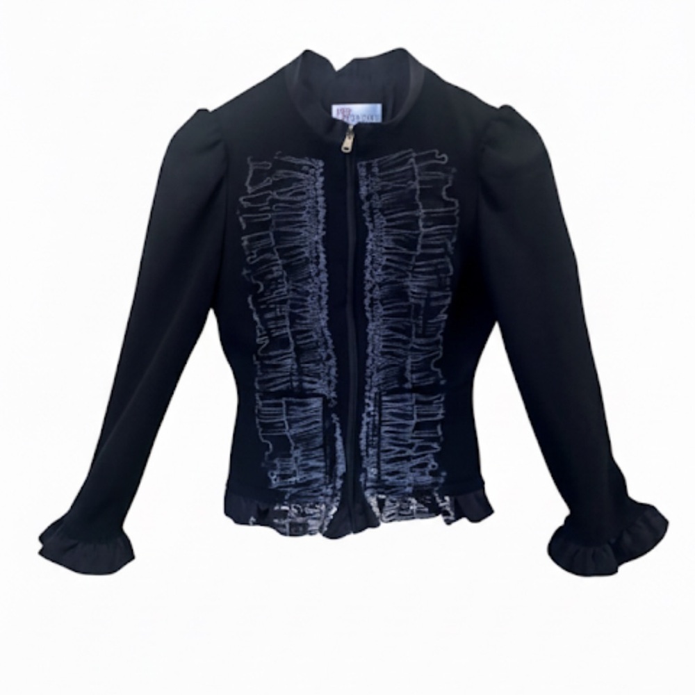RED Valentino Black Ruffled Cropped Jacket Size 40 Or US 4 EUC!